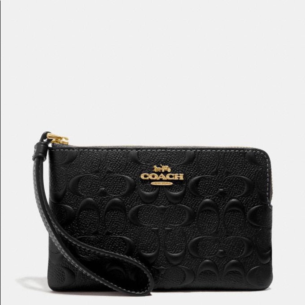 NWT COACH Corner Zip Wristlet Signature Leather